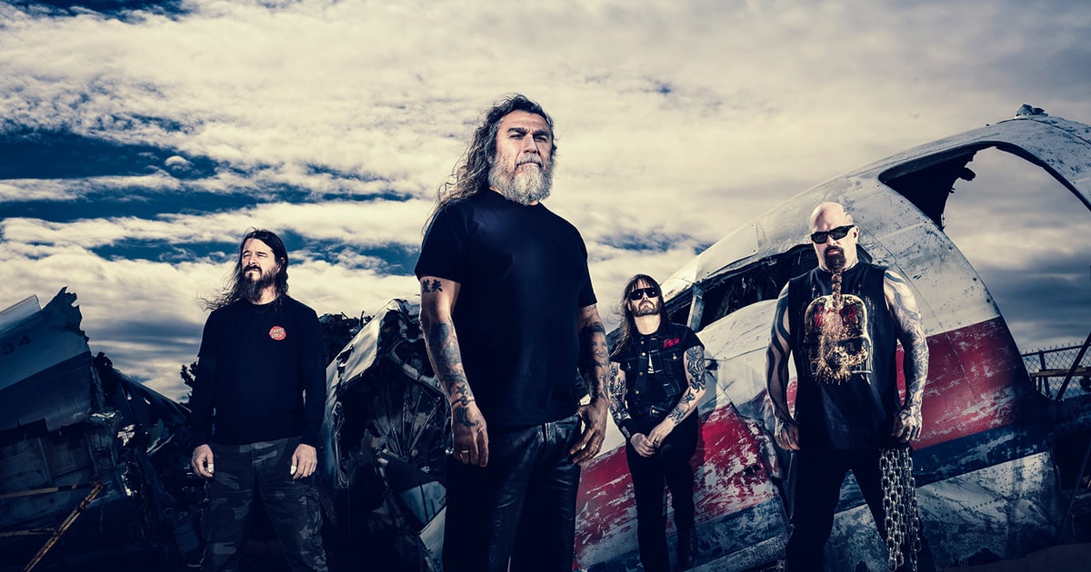 Promotional photograph of Slayer.