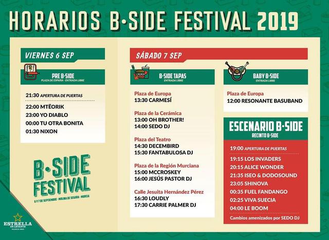 Horarios B-Side Festival 2019