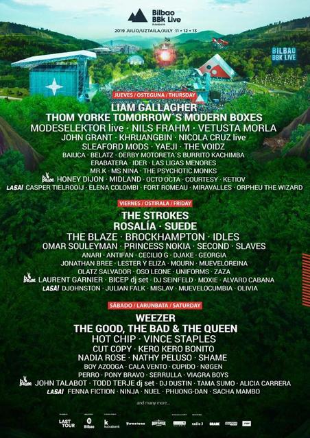 Cartel por días Bilbao BBK Live 2019