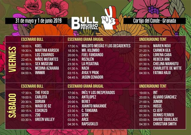 Horarios Bull Music Festival 2019