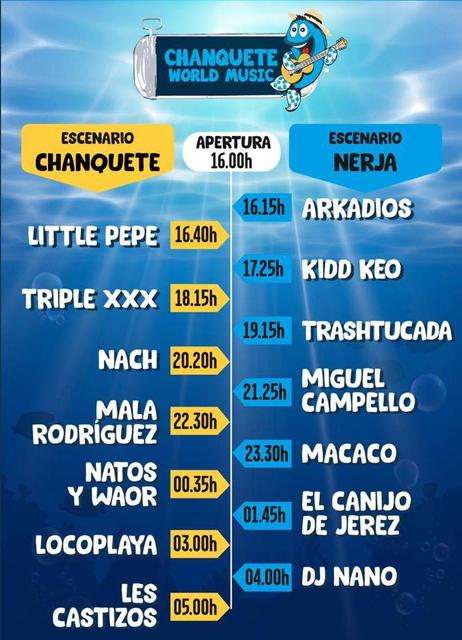 Horarios Chanquete World Music 2019