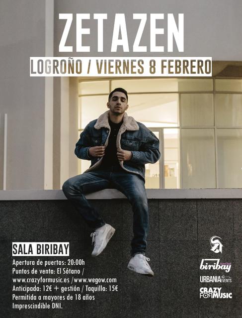 Zetazen estará actuando en la Sala Biribay de Logroño el Viernes 8 de Febrero.