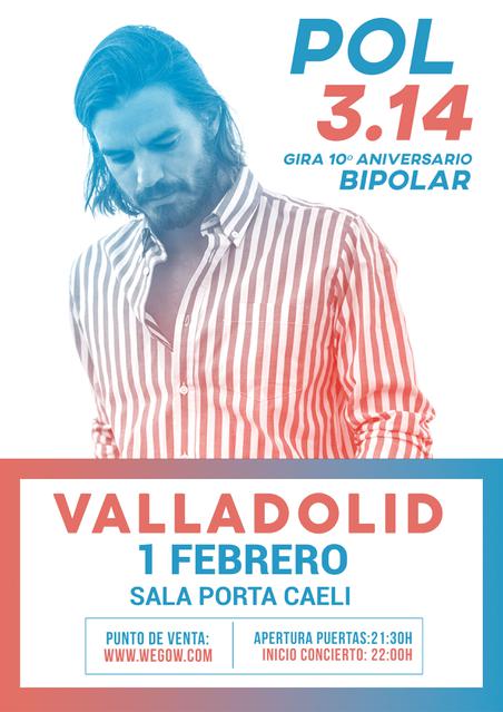 La gira 10º Aniversario BIPOLAR de Pol 3.14 tendrá en Valladolid una de sus paradas. La Sala Porta Caeli será testigo de un concierto irrepetible.