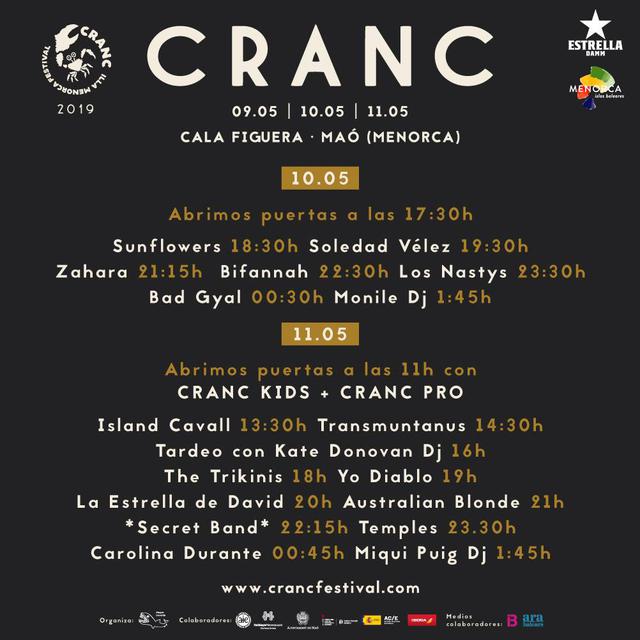 ¡Este es el cartel de artistas que actuarán en CRANC 2019!