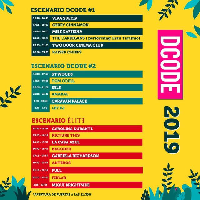 Horarios Dcode 2019