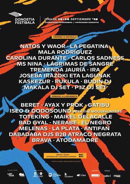 Cartel confirmacions Donostia Festibala 2019