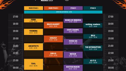 Horarios Domingo Download Madrid 2019