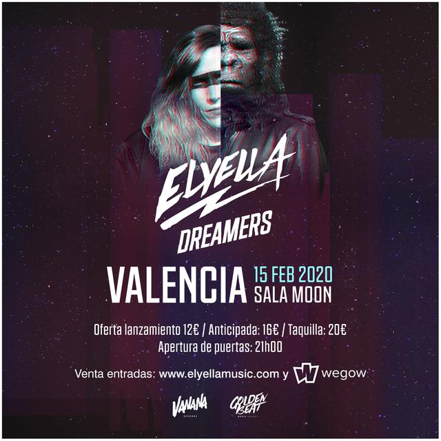 Cartel de la fecha de ELYELLA en vaLENCIA