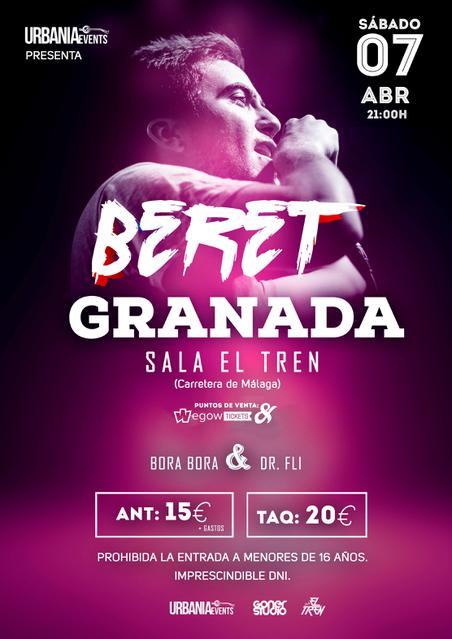 Concierto de Beret el Sábado 7 de Abril en la Sala El Tren de Granada.