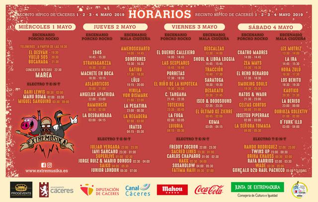 Horarios Extremusika 2019