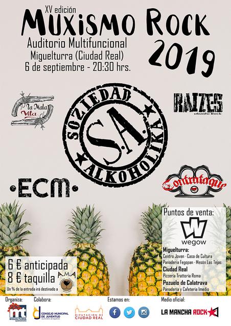 Cartel del XV Muxismo Rock 2019 que se celebrará el 6 de septiembre de 2019 en Miguelturra (Ciudad Real)