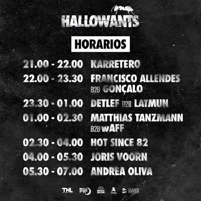 Horarios Hallowants 2020