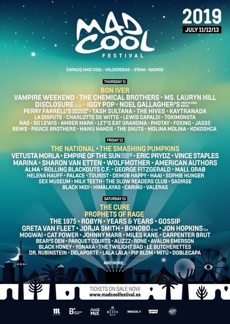 Cartel Mad Cool 2019, line up Mad Cool 2019