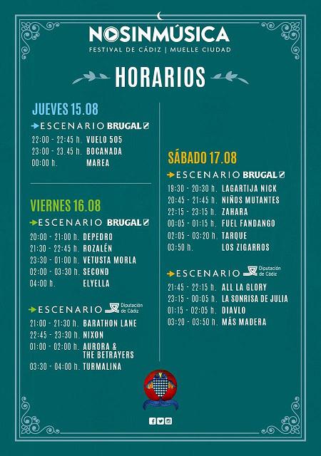 Horarios No Sin Música 2019