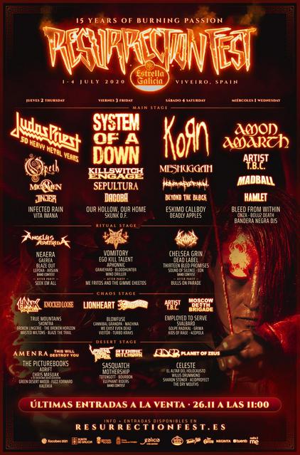 Cartel por días del Resurrection Fest 2020