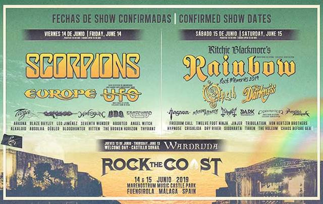 Cartel por días Rock The Coast 2019