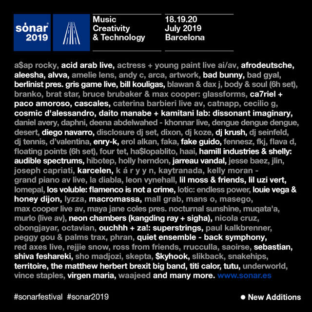 Sonar Fstival 2019 line-up cartel confirmaciones
