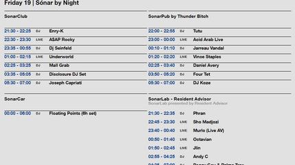 Horarios Sonar 2019 viernes by night