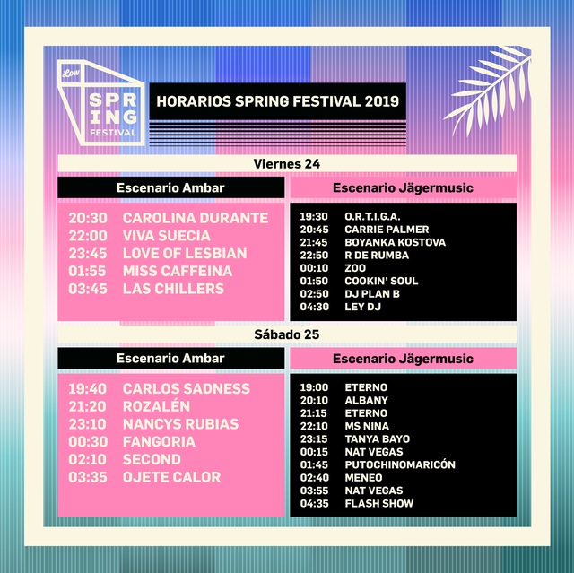 Horarios Spring Festival 2019