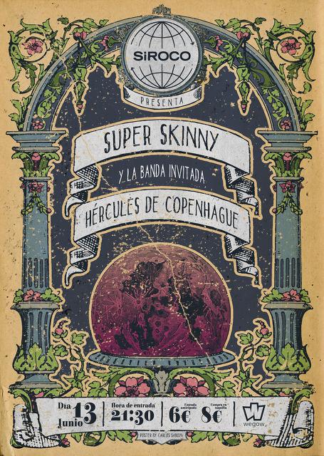 Cartel del concierto de Super Skinny + Hércules de Copenhague