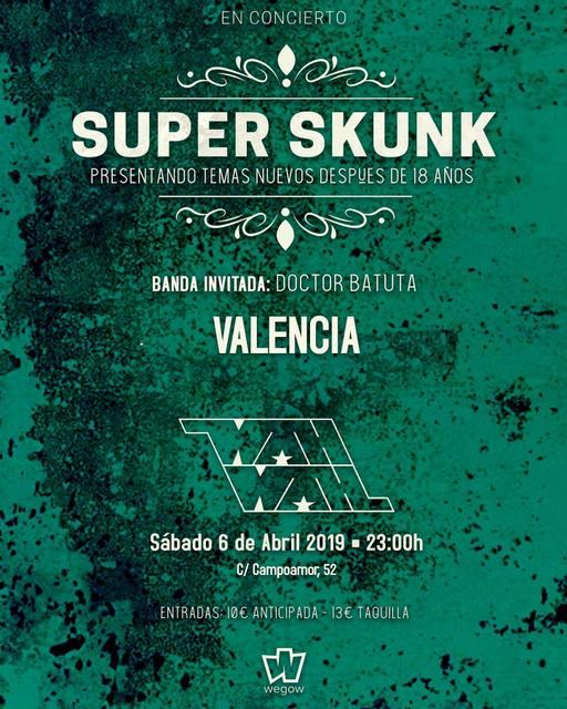 Concierto de Super Skunk + Doctor Batuta en Valencia