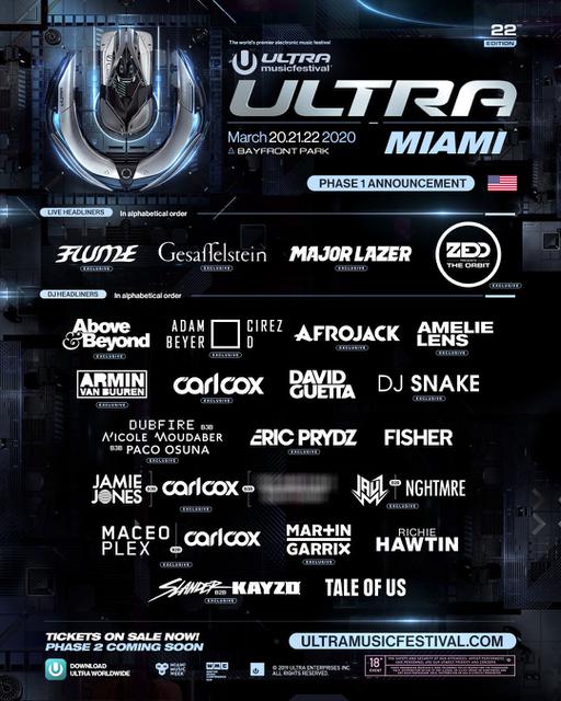 Ultra Music 2020 Line Up tickets