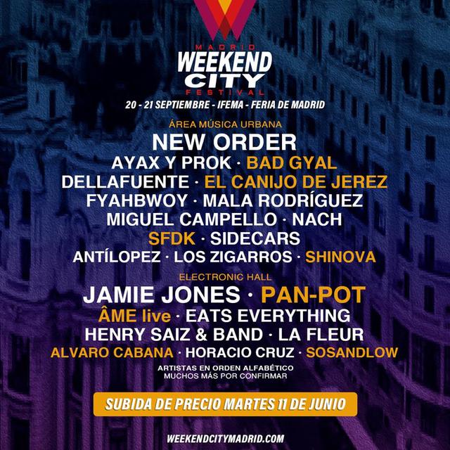 Confirmaciones cartel Weekend City Madrid 2019