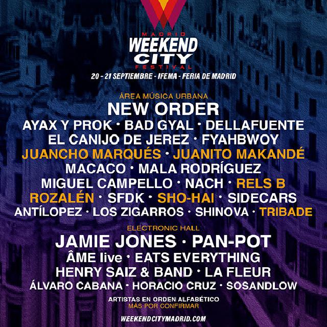 Confirmaciones cartel Weekend City Madrid 2019