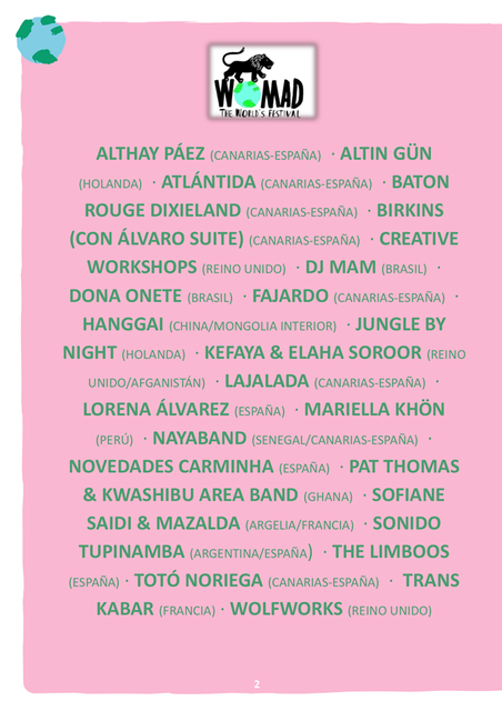 Foto del cartel de WOMAD Las Palmas 2019