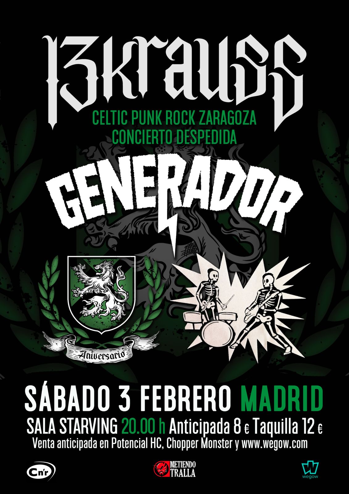 Fotografía promocional de 13KRAUSS, concierto despedida, + GENERADOR en Madrid