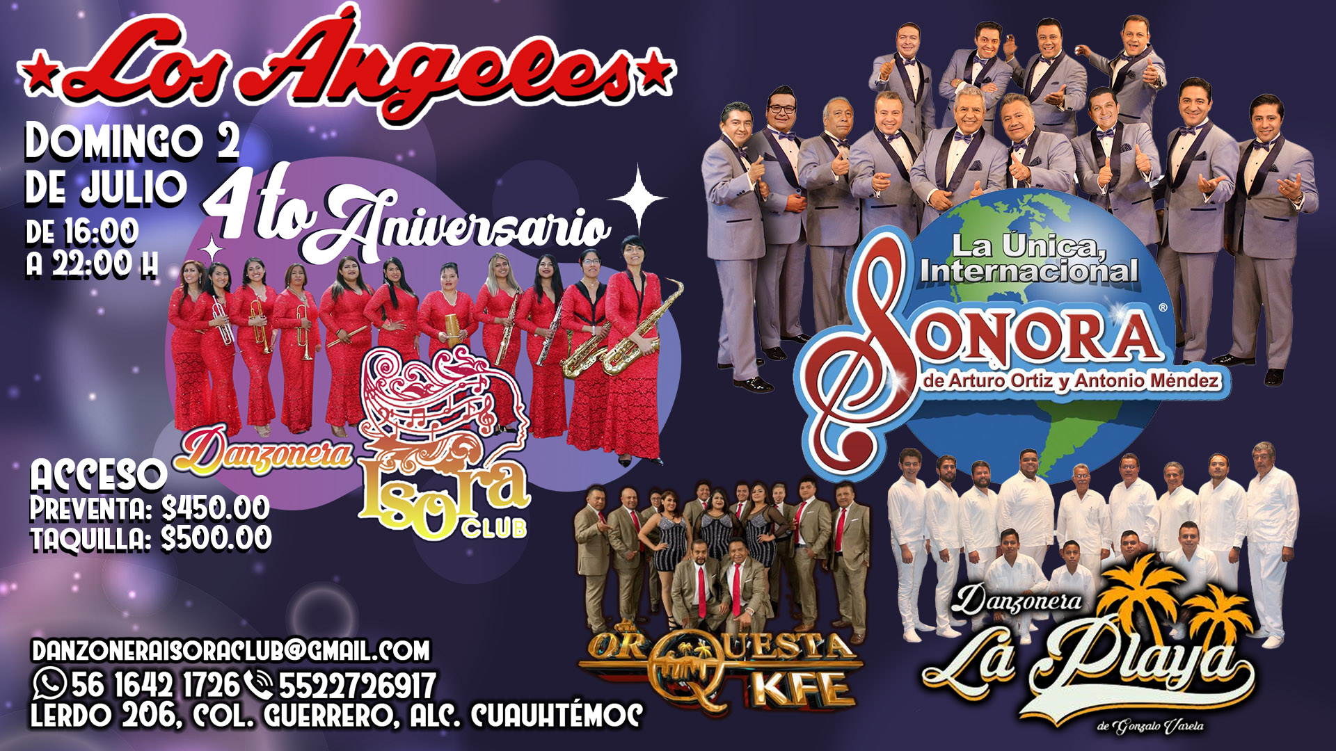 Fotografía promocional de 4TO ANIVERSARIO DANZONERA ISORA