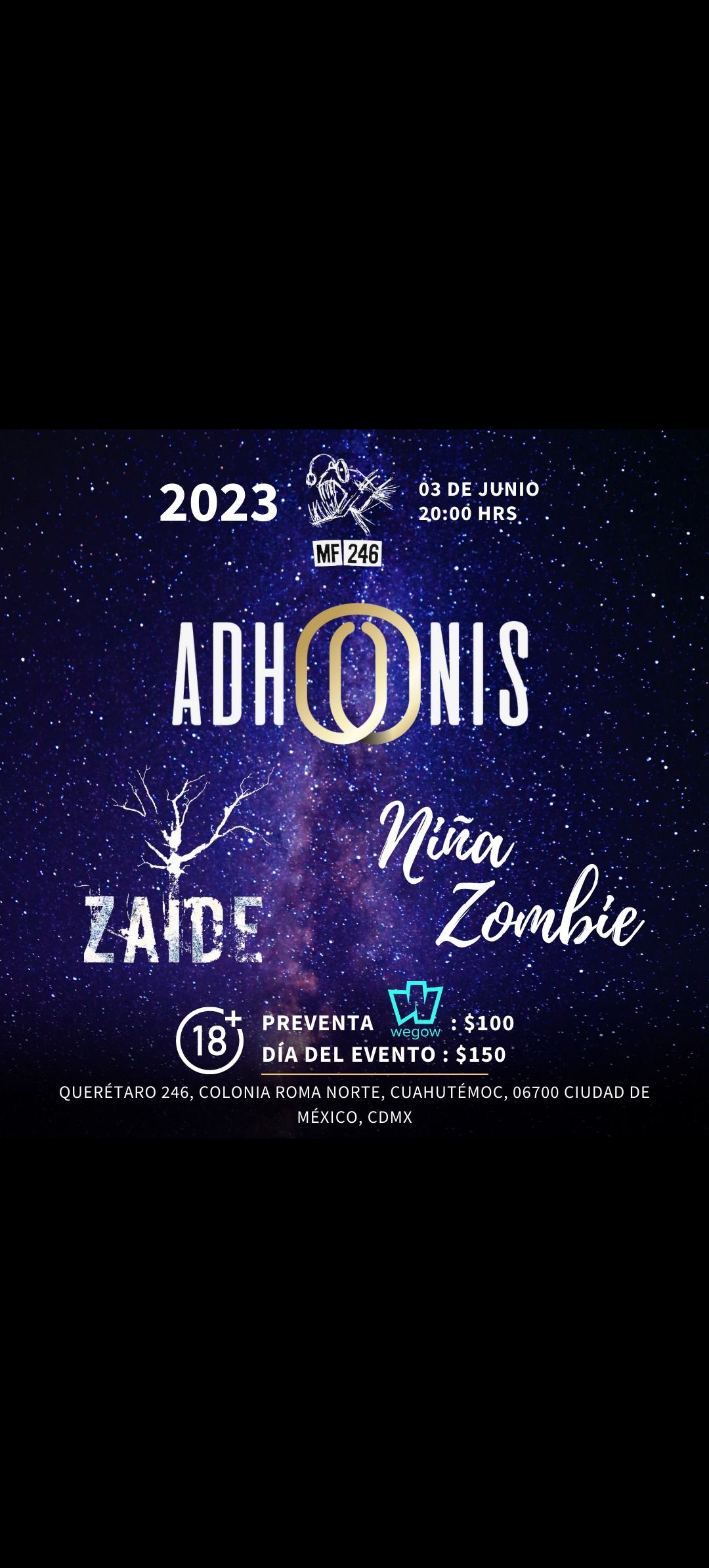 Fotografía promocional de Adhonis en Multiforo 246