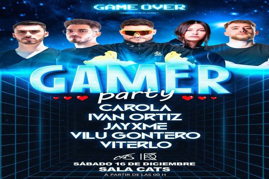 Fotografía promocional de Afterparty GAMERGY by Danikongi. Carola, Ivan Ortiz, Jayxme, Vilu Gontero y Viterlo