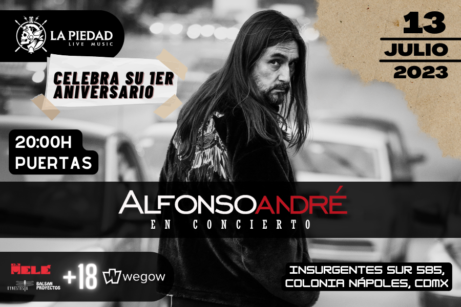 Fotografía promocional de Alfonso André -Primer Aniversario de La Piedad Live Music