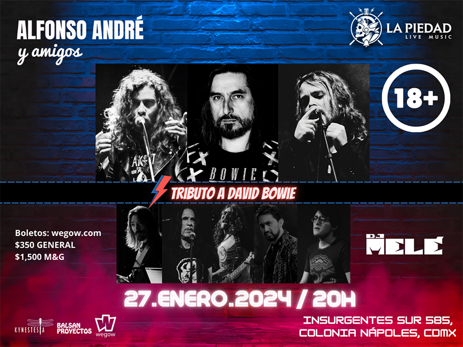 Fotografía promocional de Alfonso André y amigos Tributo a David Bowie en La Piedad Live Music