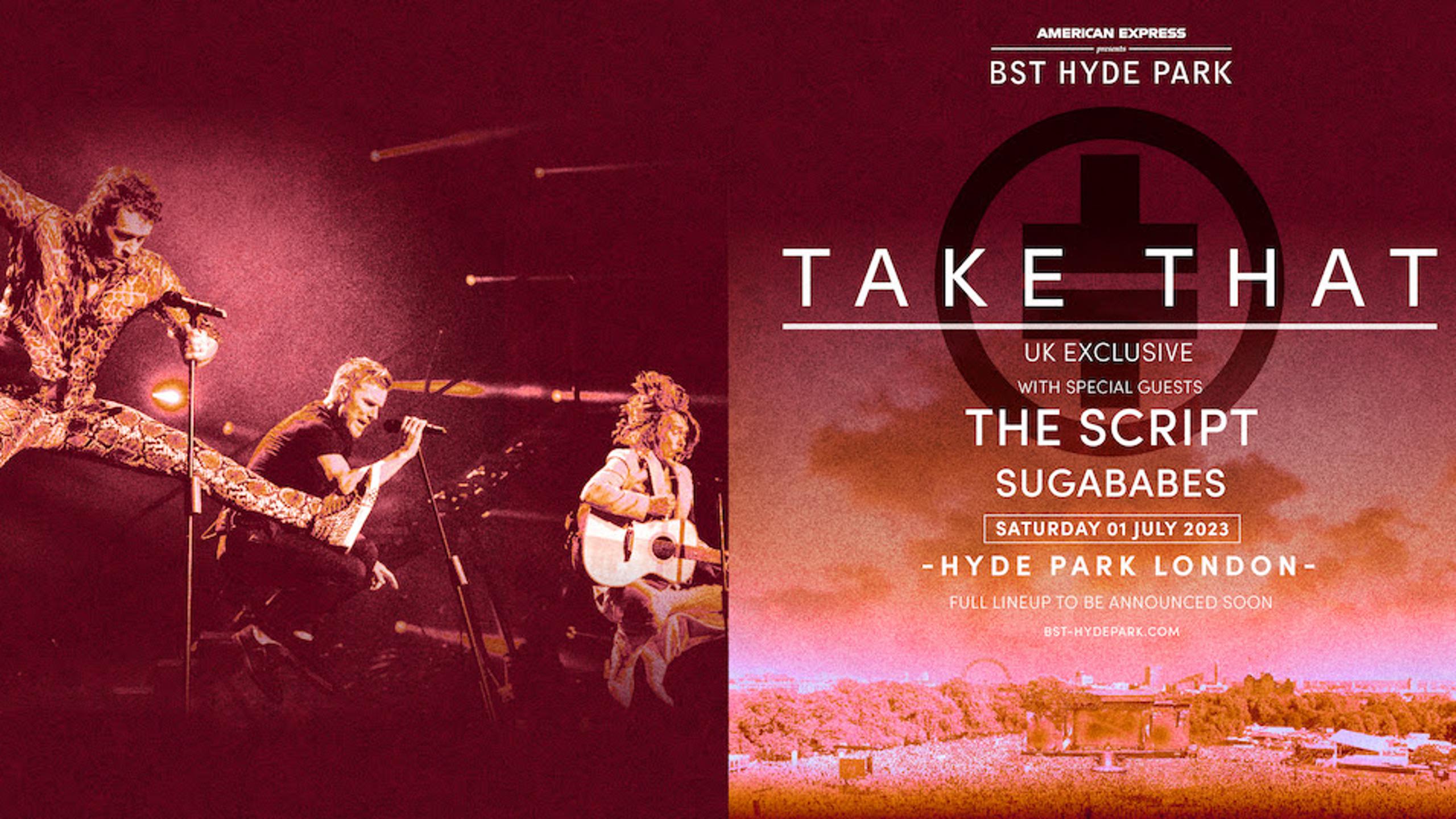 The Script, Take That, Sugababes concert tickets for Hyde Park, London