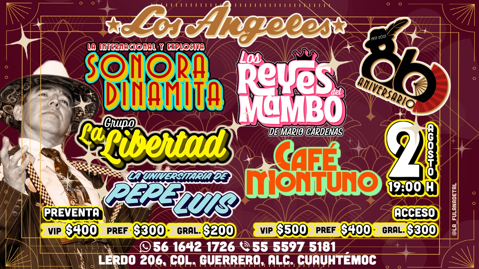 Fotografía promocional de Aniversario 86 Salón Los Angeles