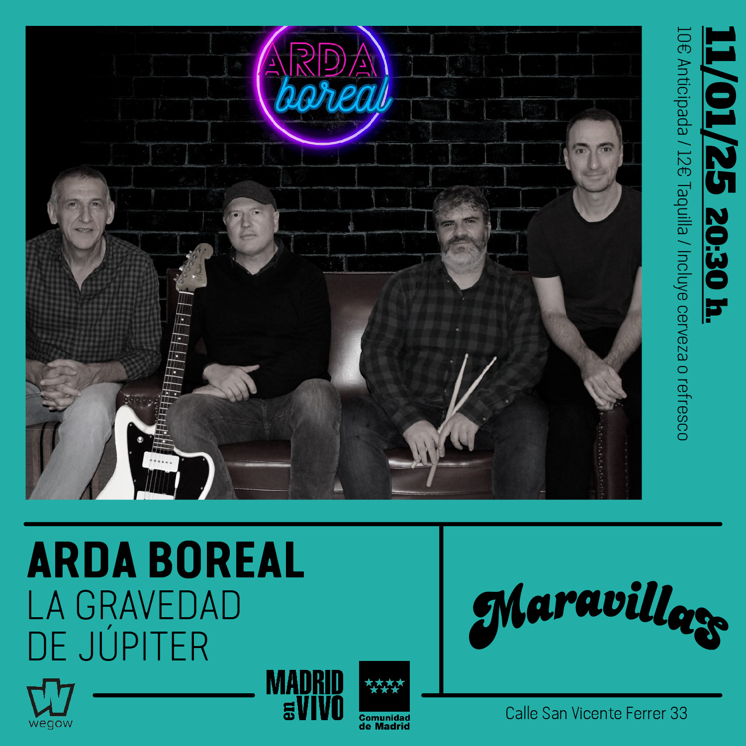 Fotografía promocional de Arda Boreal + La Gravedad de Júpiter en Maravillas Club