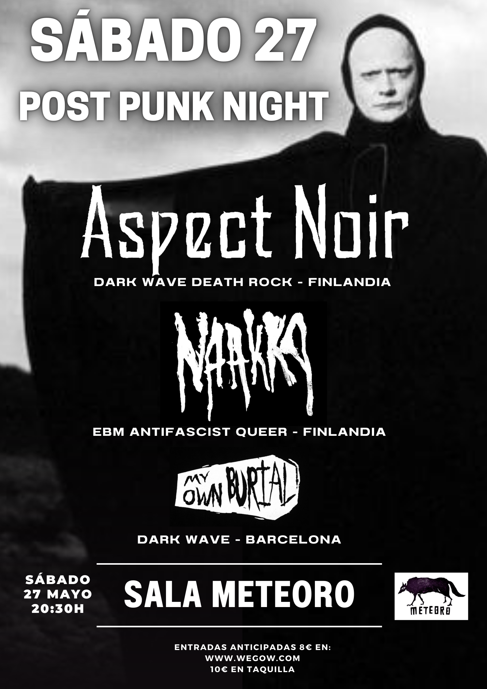 Fotografía promocional de ASPECT NOIR + NAAKKA + MY OWN BURIAL EN METEORO-BARCELONA