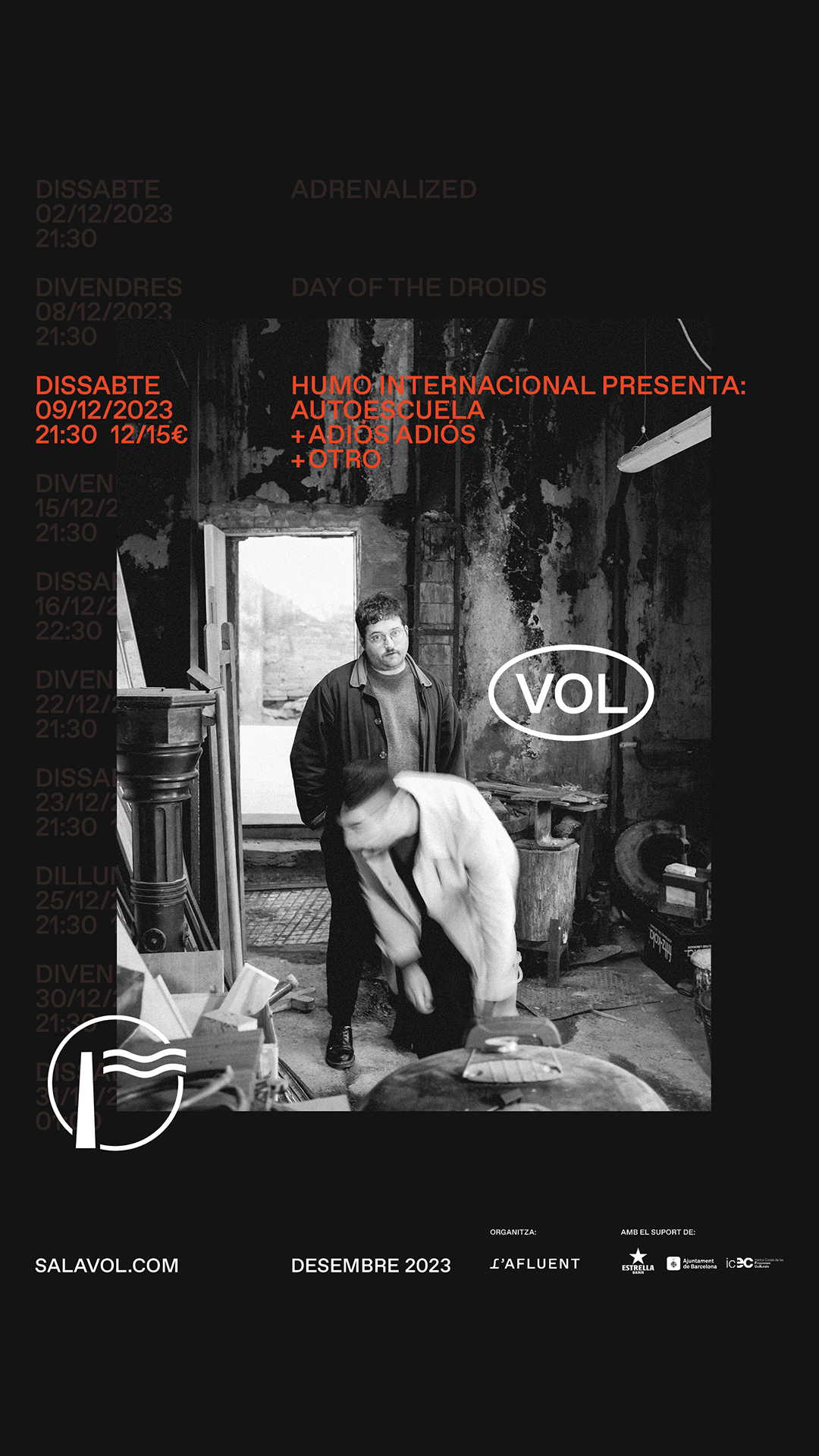 Fotografía promocional de Autoescuela + Adiós Adiós + Otro @ Sala Vol Barcelona