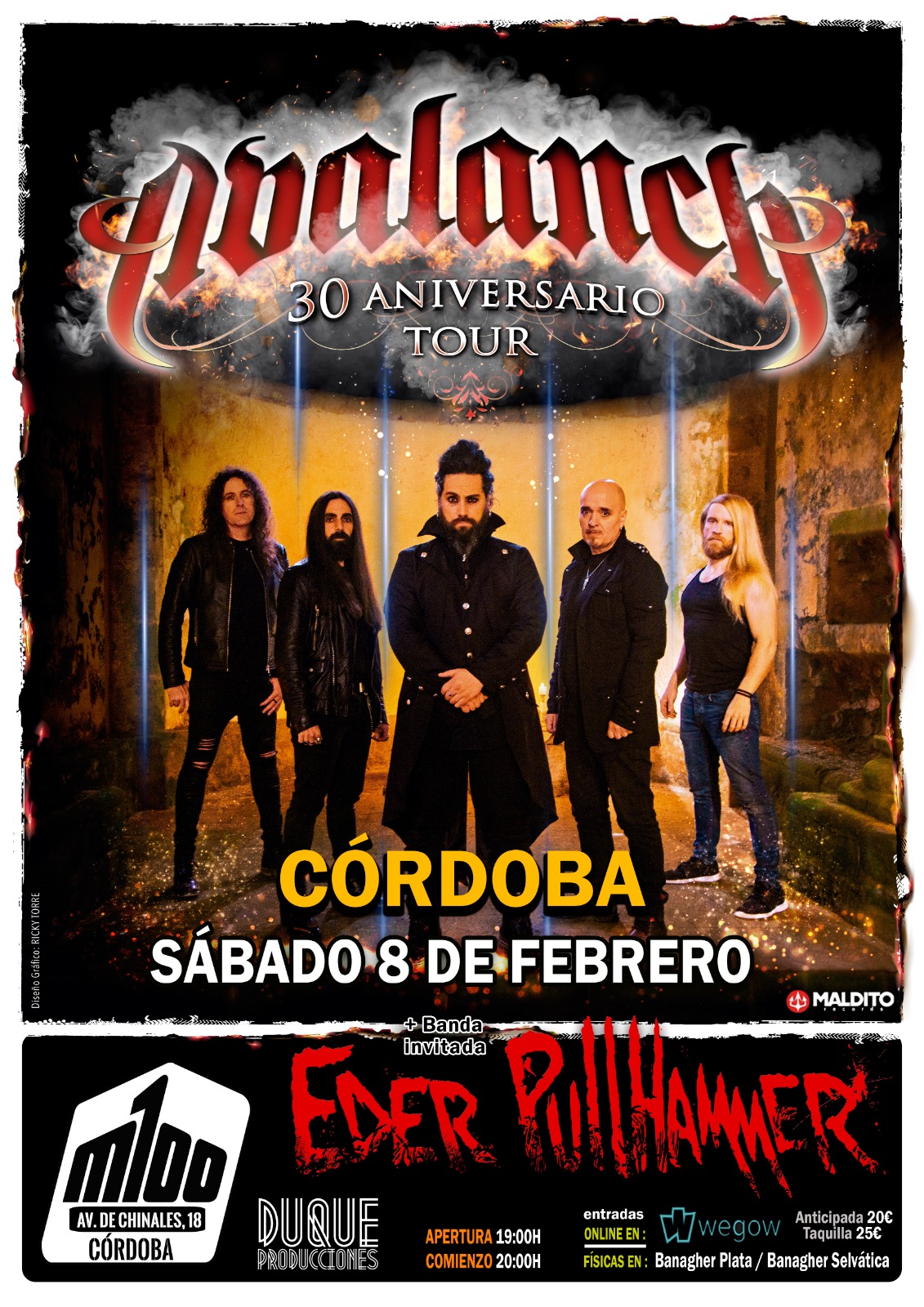 Fotografía promocional de Avalanch en Córdoba - XXX Aniversario acompañados de Eder Pulhammer