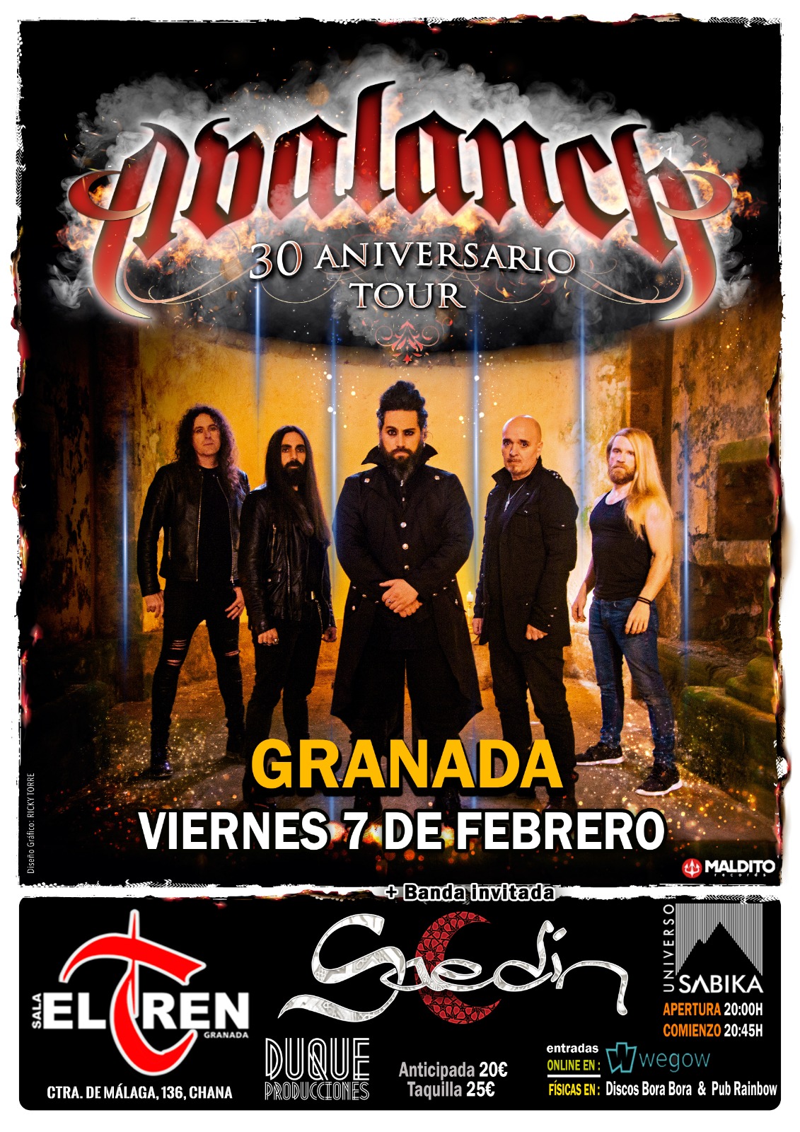 Fotografía promocional de Avalanch en Granada - XXX Aniversario acompañados de Saedin