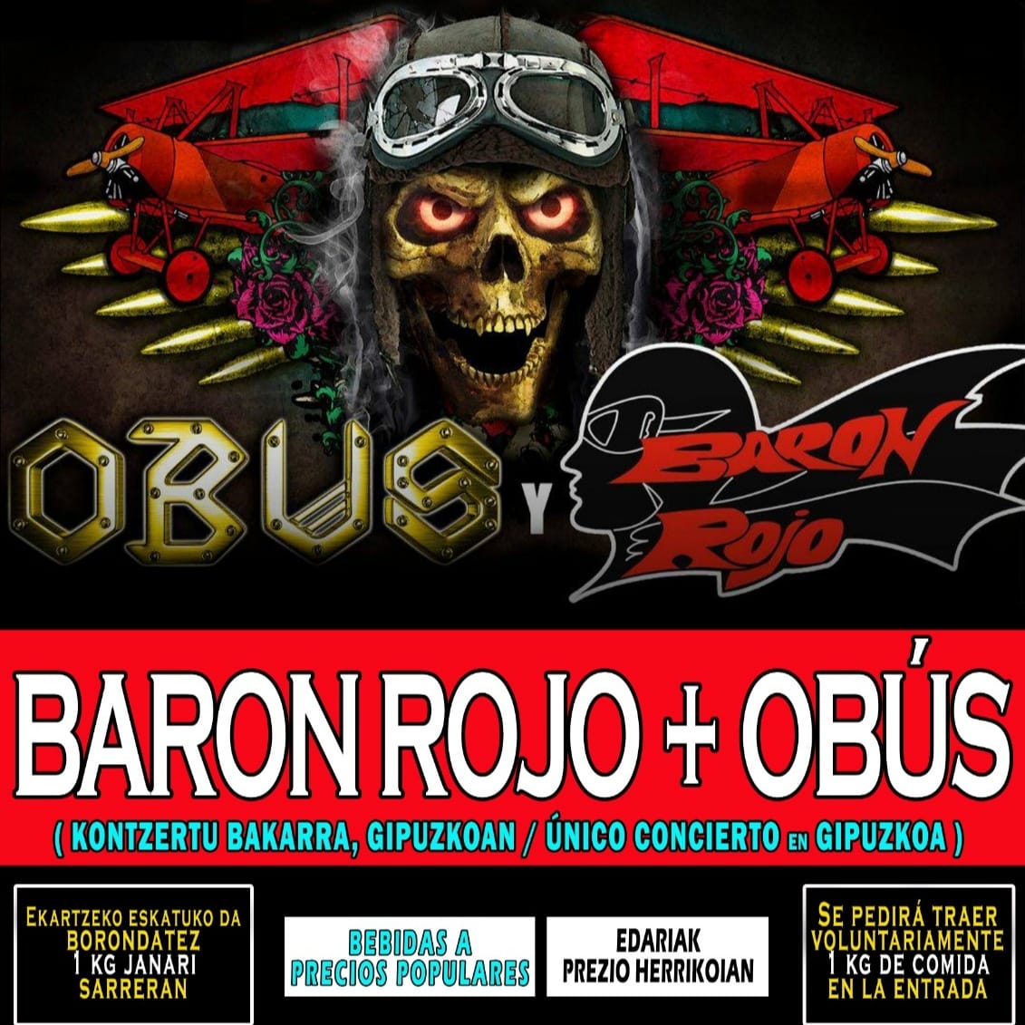 Fotografía promocional de Baron Rojo y Obus en Renteria