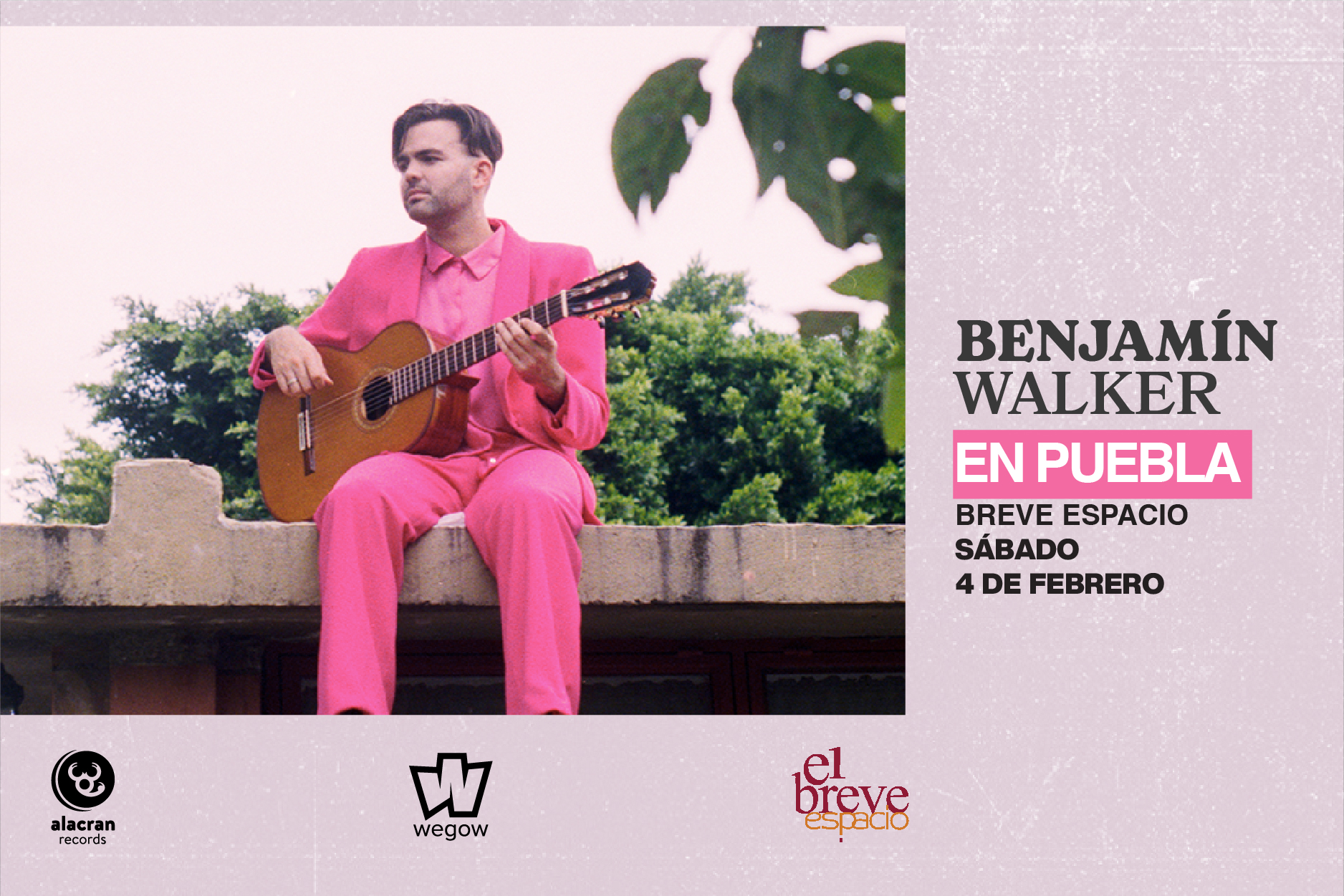 Fotografía promocional de Benjamín Walker vuelve a Breve Espacio en Puebla