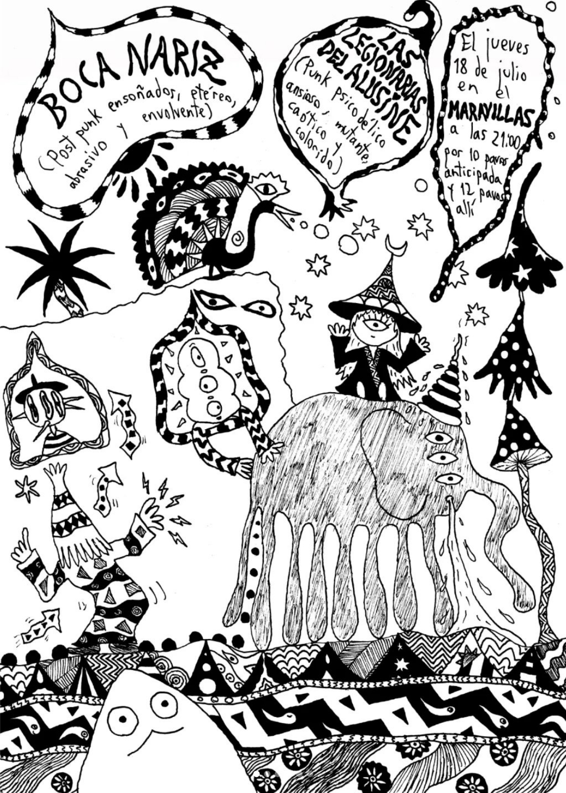 Fotografía promocional de Boca Nariz + Los Legionarios del Alucine