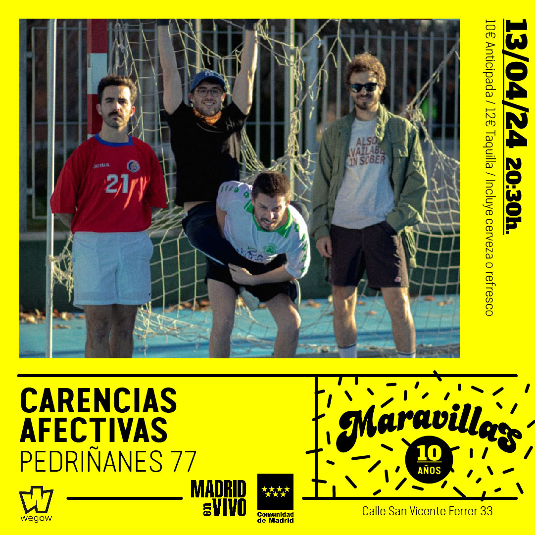 Fotografía promocional de Carencias Afectivas + Pedriñanes 77 en Maravillas Club