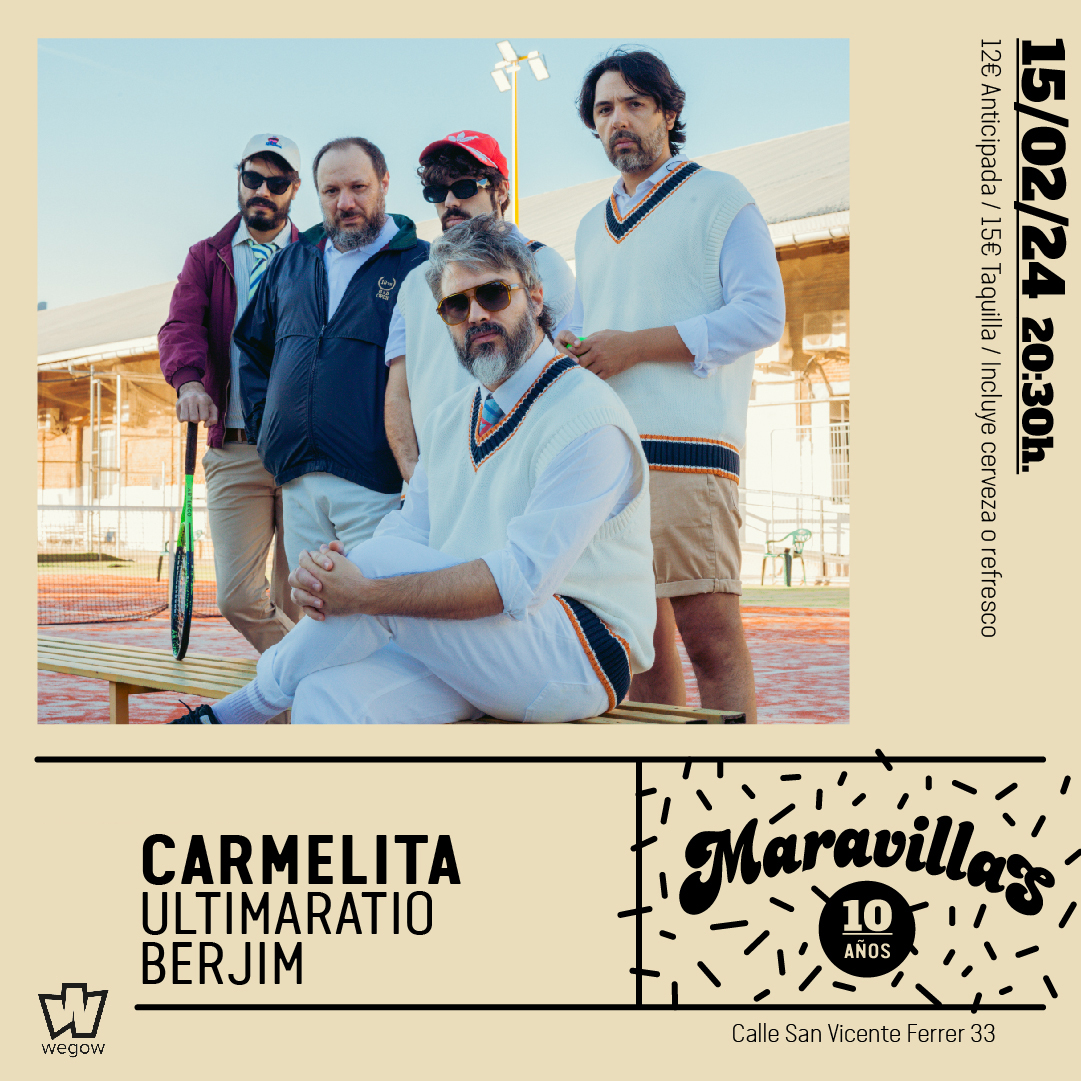 Fotografía promocional de Carmelita + UltimaRatio + Berjim en Maravillas Club