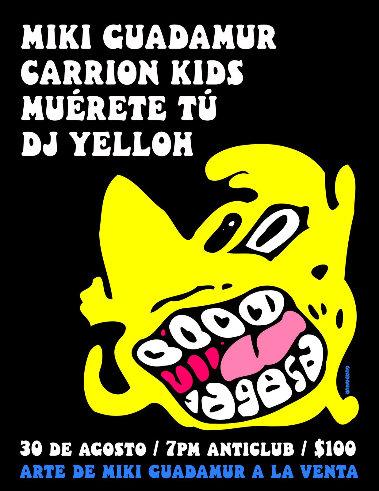 Promotional photograph of Miki Guadamur + Carrion Kids + Muérete Tú + Yell Oh! (dj set).