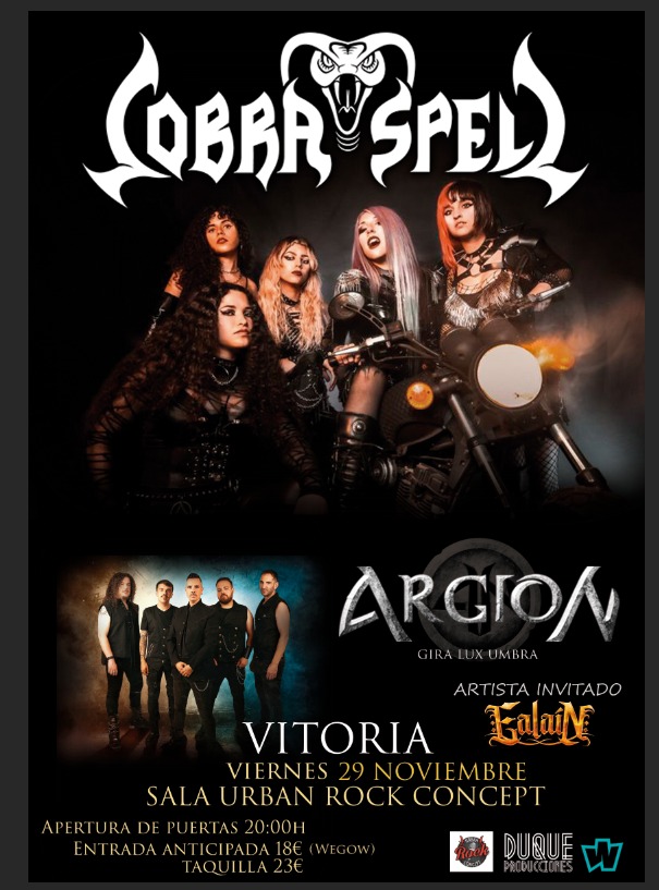 Fotografía promocional de COBRA SPELL + ARGION + EALAIN EN VITORIA