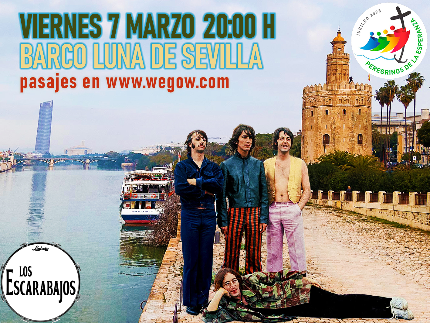 Fotografía promocional de Concierto benéfico J25 en travesía por el Guadalquivir: Los Escarabajos